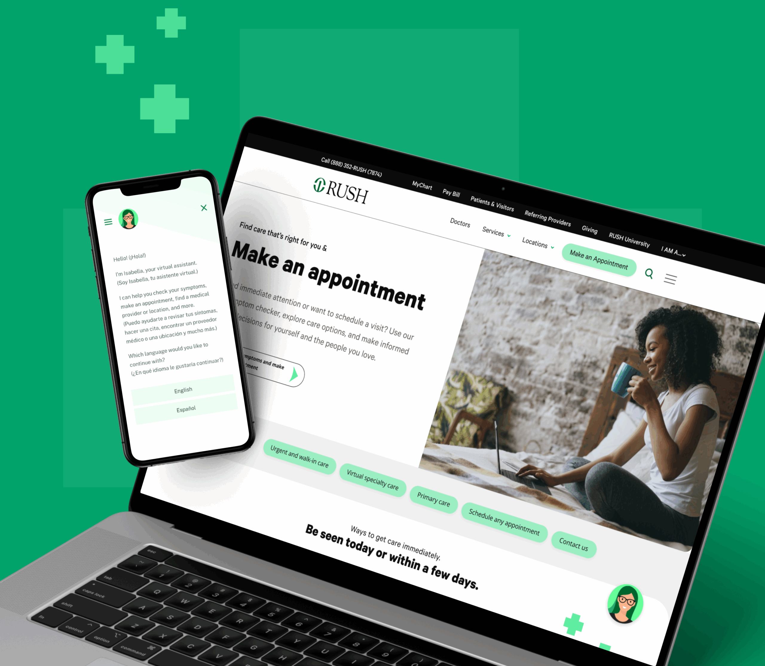 rush appointment page and fabric ai chatbot